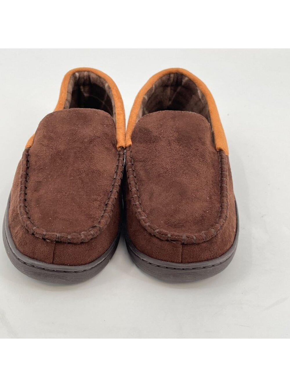 Haggar Men's Indoor/Outdoor Microsuede Clog Slipper Size L  with Plaid Fleece
